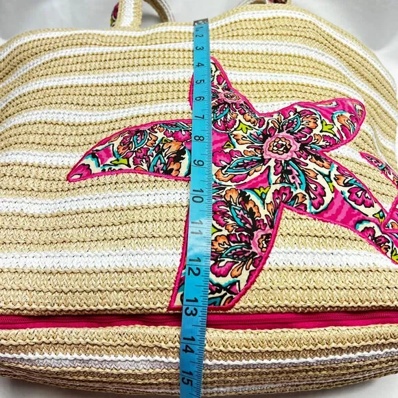 Vera Bradley Tan and Pink Starfish Beach Bag - Picture 9 of 11